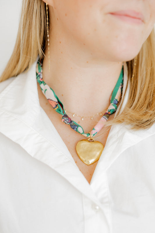 Dark Green Bird Twilly Scarf