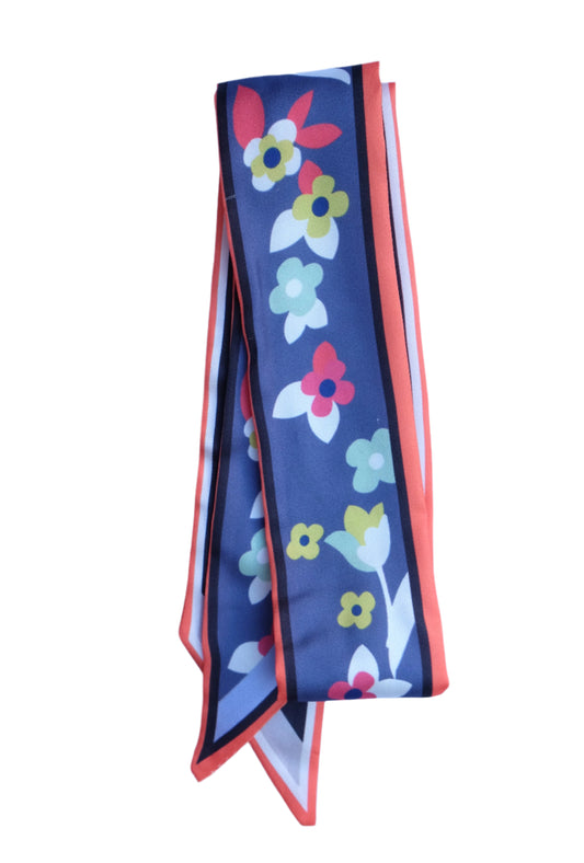 Blue Flower Twilly Scarf