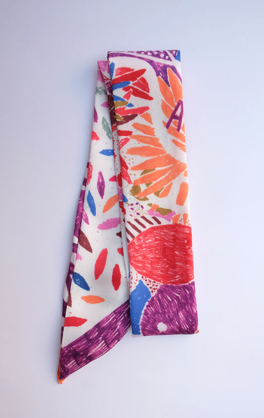 Multi-color Leaf Twilly Scarf
