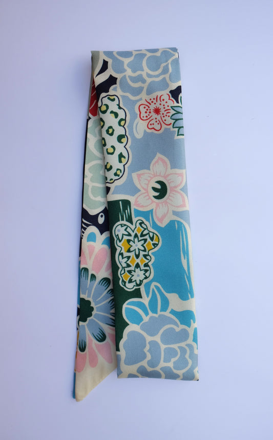 Blue Floral Twilly Scarf