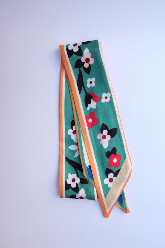 Green Flower Twilly Scarf