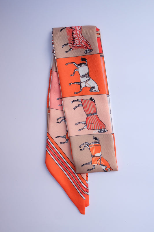 Orange Horse Twilly Scarf