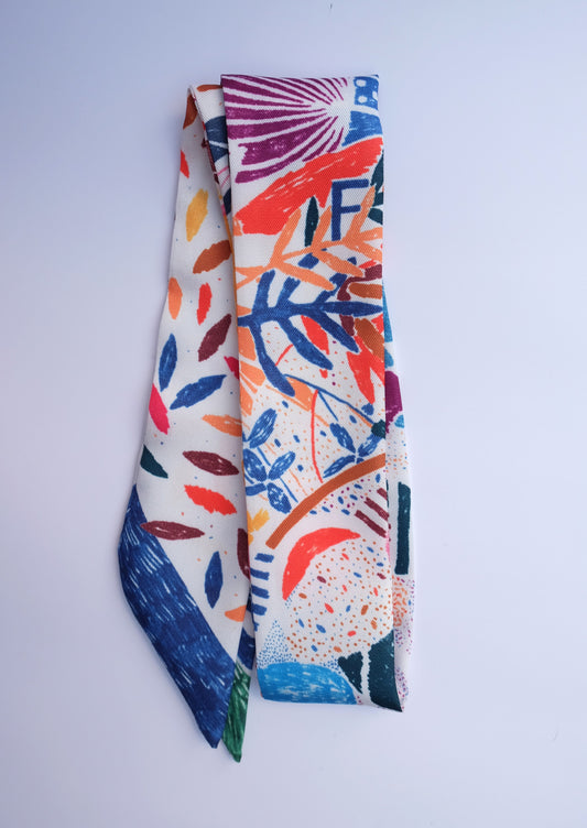 Colorful Leaf Twilly Scarf