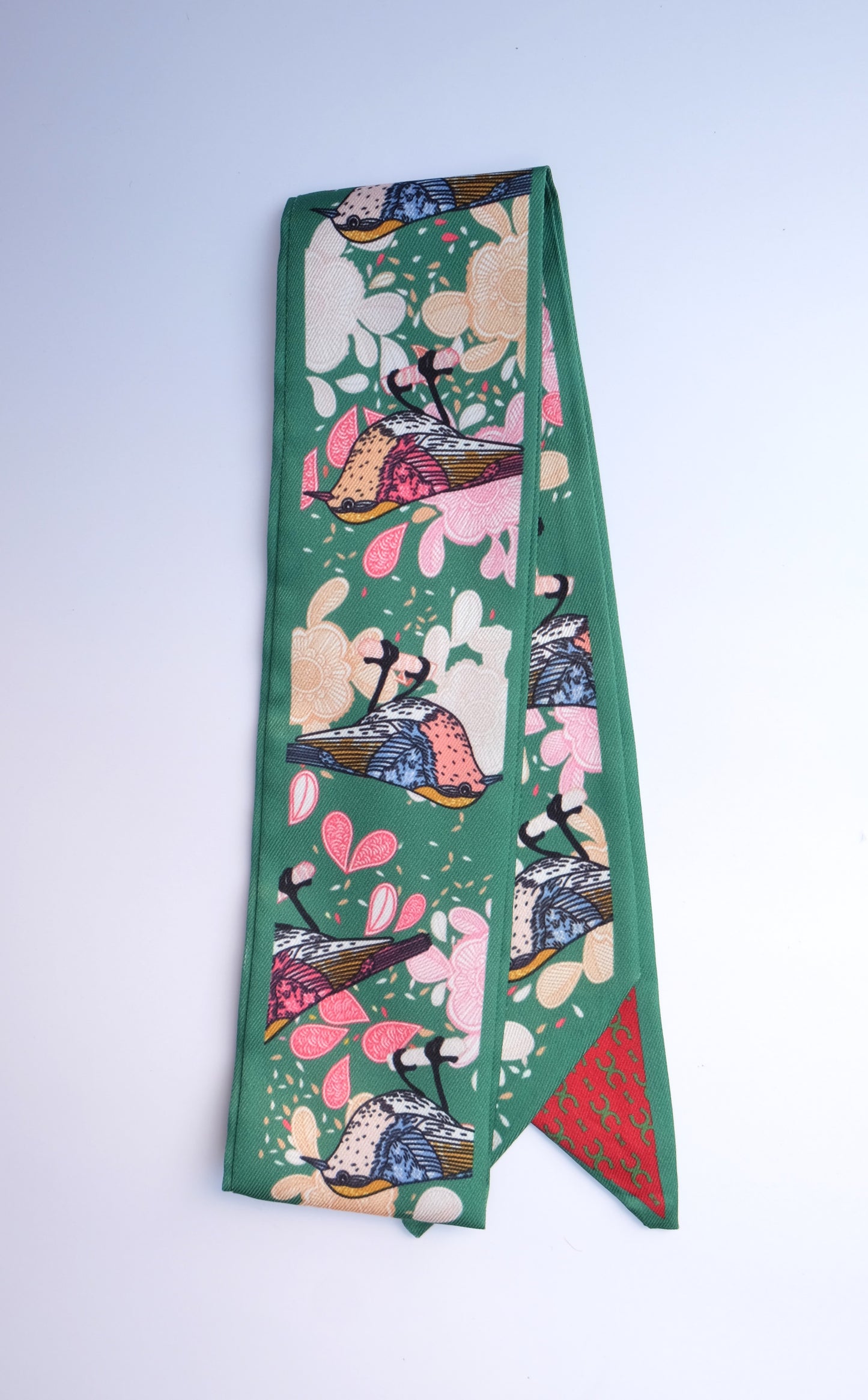 Dark Green Bird Twilly Scarf