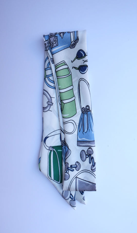 Green and Blue Icon Twilly Scarf