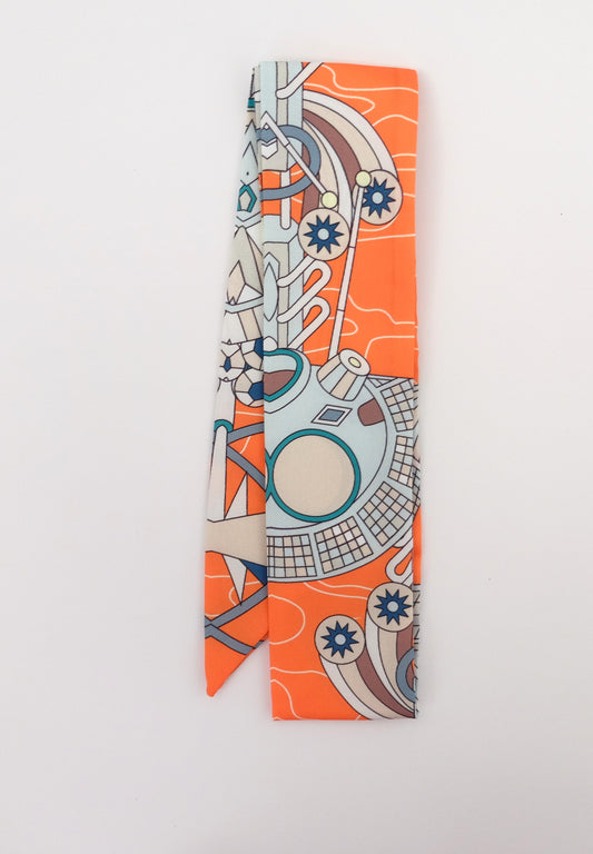 Orange Explorer Twilly Scarf
