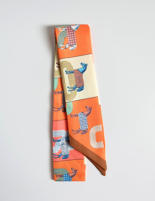Orange Race Horse Twilly Scarf