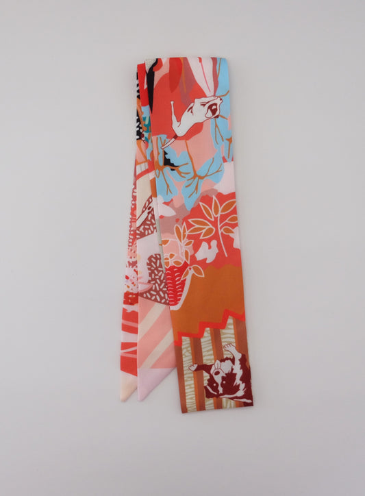 Fall Dog Floral Twilly Scarf