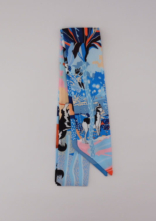 Blue Dog Floral Twilly Scarf