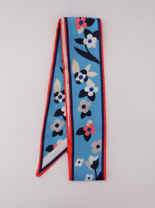 Bright Blue Floral Twilly Scarf