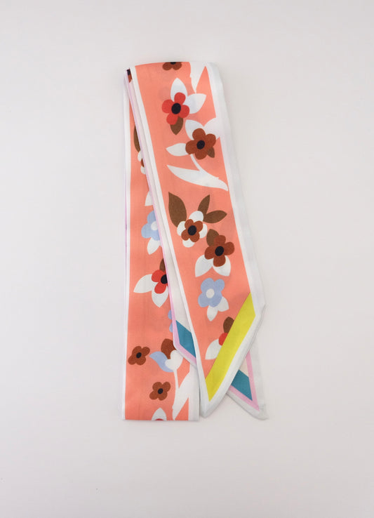 Orange Floral Twilly Scarf