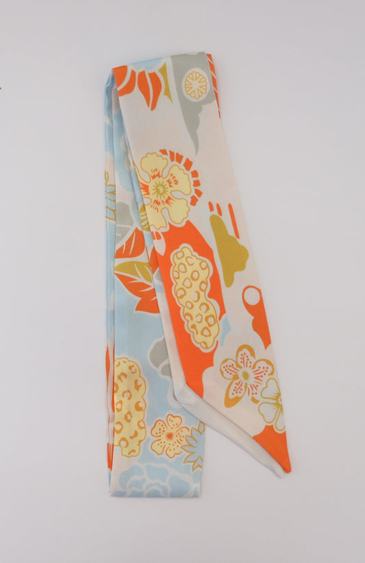Orange Floral Twilly Scarf