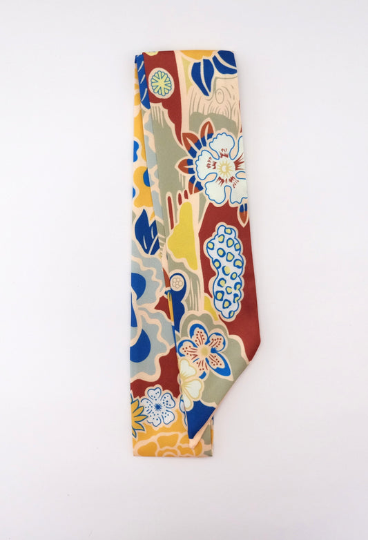 Brown Floral Twilly Scarf