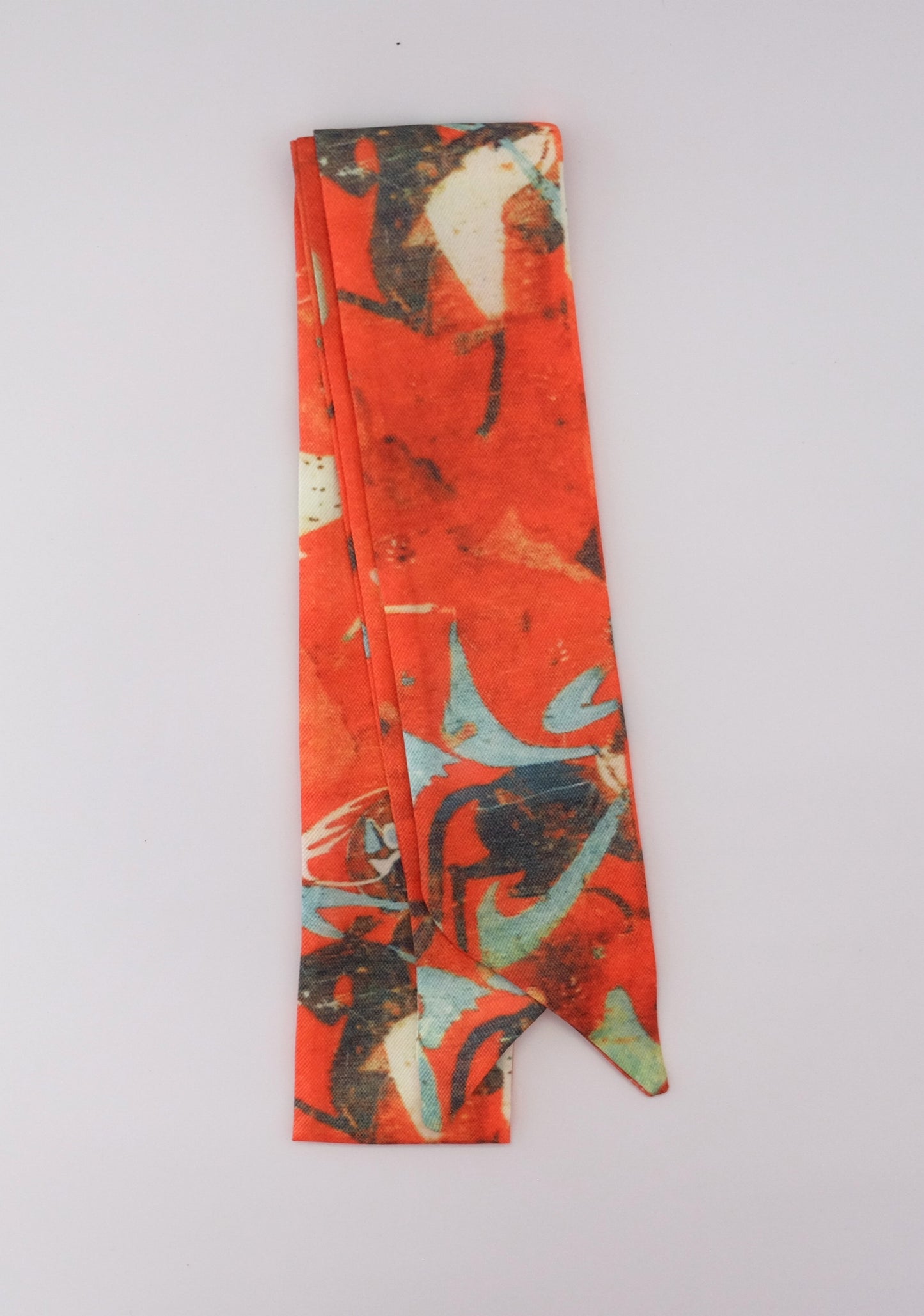 Orange Scenic Twilly Scarf