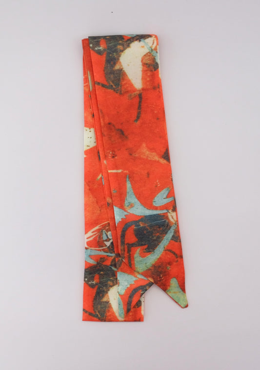 Orange Scenic Twilly Scarf